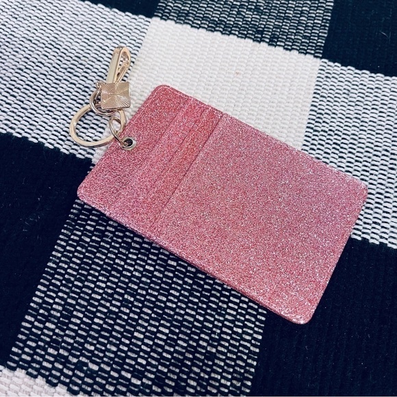 pink Glitter Badge Reel Wallet Card Holder - Picture 5 of 5